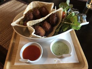 Falafel in pita bread is delicious  at Goodsouls Kitchen in Chiang Mai