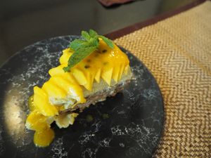 Mango and passion fruit cheesecake 90 baht  at Goodsouls Kitchen in Chiang Mai