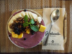 Mixed berries smoothie bowl 140 baht at Goodsouls Kitchen in Chiang Mai