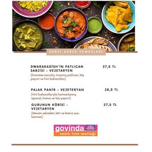 menu at Govinda Cafe - Mecidiyekoy in Istanbul