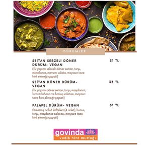 menu at Govinda Cafe - Mecidiyekoy in Istanbul