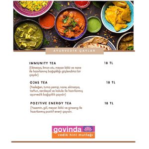 menu at Govinda Cafe - Mecidiyekoy in Istanbul