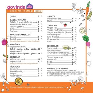 Menu in Turkish at Govinda Cafe - Mecidiyekoy in Istanbul