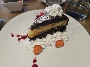 Vegan chocolate orange cake at Basilico in Oranmore
