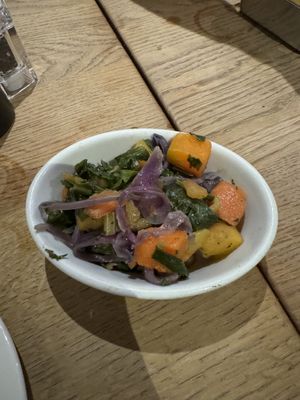 WILTED GREEN VEGETABLES IN GARLIC & CHILLI OIL  at Basilico in Oranmore