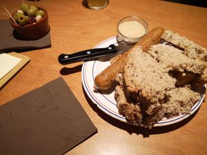 Vegan suassage and olives at Het Strand - The Strand in Leuven