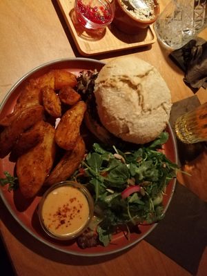 Black beans burger at Het Strand - The Strand in Leuven