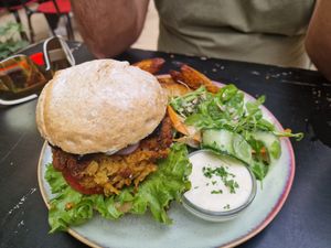 Chickpea burger at Het Strand - The Strand in Leuven