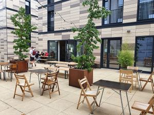 large outdoor seating at Het Strand - The Strand in Leuven