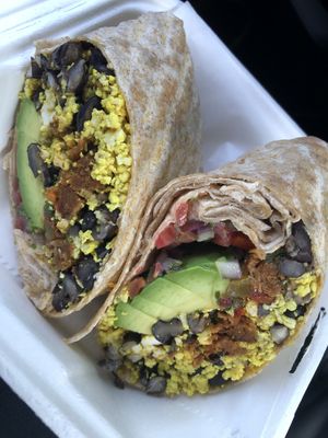 Vegan Chorizo Tofu Wrap  at Four Oaks Cafe and Juice Bar in Southampton