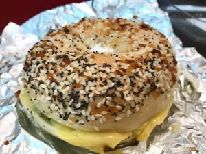 Vegan bagel  at Bagels Etc in Seattle