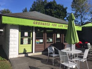 Outside at Grounded for Life Cafe in Clinton