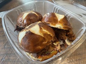 BBQ jackfruit sliders  at Grounded for Life Cafe in Clinton