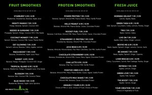 Delicious Juice Bar Menu! at Grounded for Life Cafe in Clinton