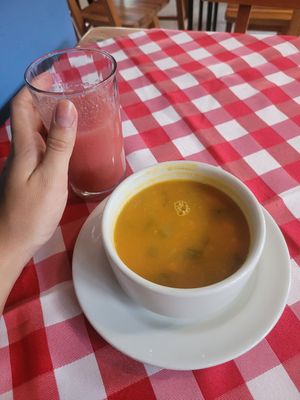 soup and juice at El Arbol de la Vida - Maybe closed in Medellin