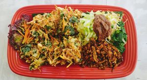 Asian Sharing Platter made vegan at Aquaria Eco Resort in Manggis