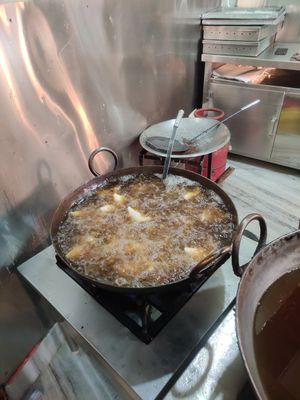 Cooking Samosa at Gautam Sweets - Tip Top in Kathmandu