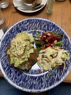 Chickpea avocado and hummus baked potato (100% vegan)   at Sundowners in Exmouth