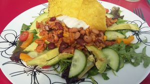 Vegan Mexican rice & bean salad at Sundowners in Exmouth