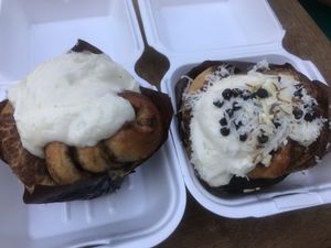 Vegan cinnamon rolls at Sweet Dough Cafe in Rancho Cucamonga