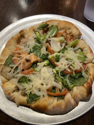 Veggie pizza with vegan cheese  at Pretzel and Pizza Creations in Hagerstown