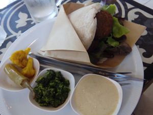 Falafel with tahini sauce and pickled veg at The Falafelist in Chiang Mai