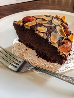 Vegan chocolate cake at The Falafelist in Chiang Mai