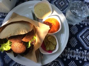 Crispy, hockey-puck, perfectly deep-fried falafel in a crispy pita bread with fresh vegetables and delicious sauces  at The Falafelist in Chiang Mai
