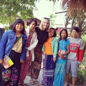 Our volunteer English teacher! at Paw Paw in Nyaungshwe