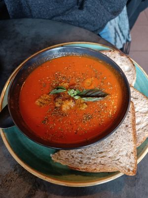 Home-made tomato soup at W6 Garden Centre Cafe in West London