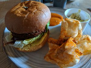 Signature Burger at W6 Garden Centre Cafe in West London