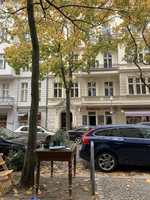 View from the outside area onto the street  at Die Stulle in Berlin