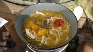 mushroom pumpkin noodles at Chun Tian Tea House in Muar