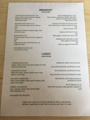 Menu  at the third cafe in Liverpool