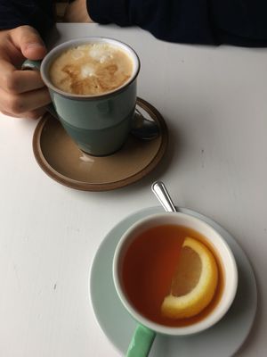 Soya and almond milk available  at the third cafe in Liverpool