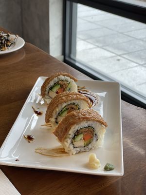 Sushi (lots of options come around)  at Zen Oasis in Berrima