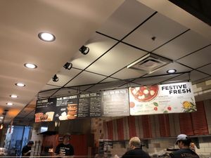 Menu over counter  at Blaze Pizza in Knoxville