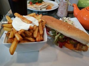 Mexican corn dog with garlic fries at Eat Street in Belfast