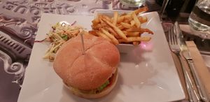 Bird's eye view of the seitan burger special...this thing is so thick! at Eat Street in Belfast