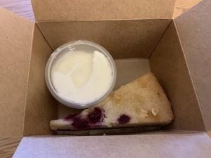 So-so raspberry and almond tart at Eat Street in Belfast