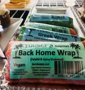 Variety of vegan wraps at 3 Bees Coffee in San Mateo