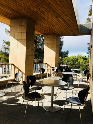 Terrace seating  at 3 Bees Coffee in San Mateo