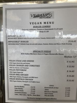 Menu changed. A bit smaller. No Chile rellanos😒 at Veganos Kitchen in Las Vegas