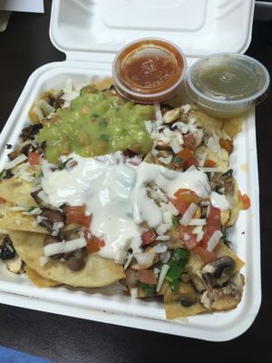 Super nachos with mushrooms at Veganos Kitchen in Las Vegas