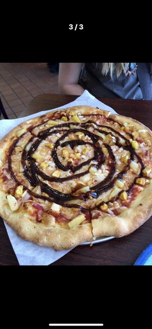 Bbq pineapple pizza🧡 at Veganos Kitchen in Las Vegas