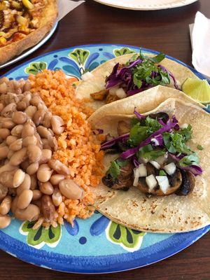 2 taco plate... tasty🧡 at Veganos Kitchen in Las Vegas