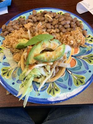 Chicken sope combo with avocado slices  at Veganos Kitchen in Las Vegas