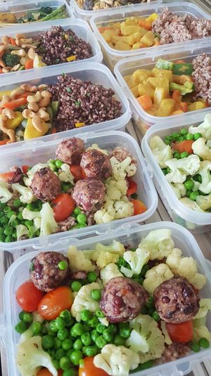 Fit protein balls on sautéed summer vegetables.

Colorful and healthy meals freshly prepared and delivered to you every Monday.  at Vegan Crush Food Delivery in Bangkok