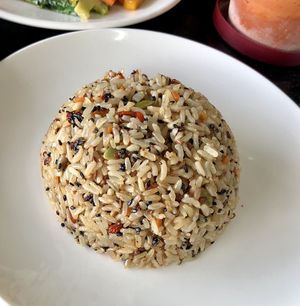 Fried rice with jasmine brown rice with mixed seeds at Alchemy Vegan in Chiang Mai