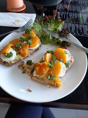Pumpkin and silken tofu on toast at Alchemy Vegan in Chiang Mai